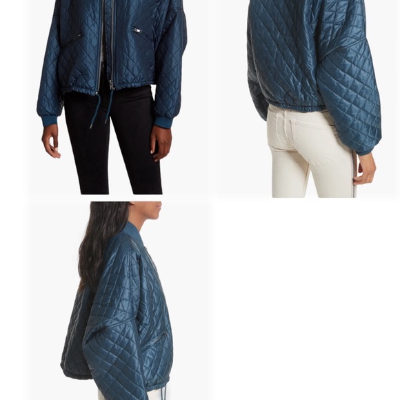 Free People Jackets & Blazers - Free People Turquoise Blue Easy Quilted Bomber Jacket Size Small